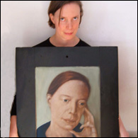 Image: Josie with the portrait of her painted by her husband