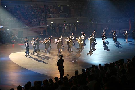 A performing police band 470