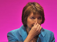 Harriet Harman catches a whiff of something unpleasant at the Labour Party conference.