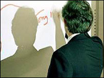 布莱尔在“互动白板”前