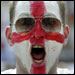 The St. George Cross painted on a football fan's face