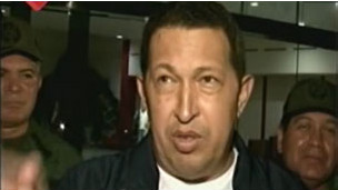 Chávez chega à capital venezuelana. Foto: BBC