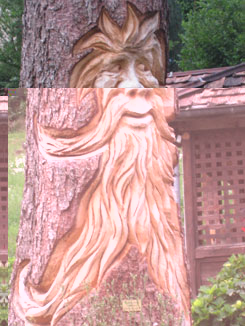 A carved tree stump