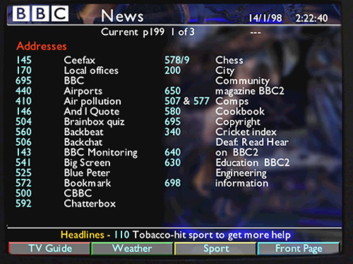 Proposed design for the A-Z index from 1998