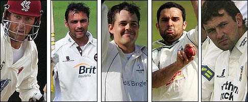 Trescothick, Ramprakash, Rudolph, Kabir, Harmison
