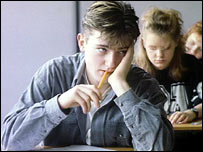 A lazy boy in an exam