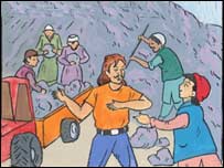 گل خان برای آسياب کار می کند.