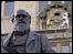 Darwin's statue outside the library
