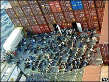 Asylum seekers on the Tampa in August 2001