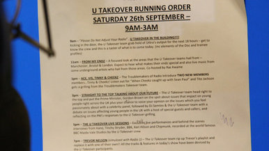 U Takeover : The running order