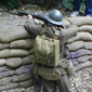 An actor re-enacts the battle from the trenches