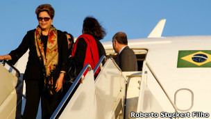 A presidente Dilma Rousseff ao chegar a Nova York (Foto: Roberto Stuckert Filho/Presidência da República)