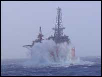 The Bonga in rough seas in the Bay of Biscay