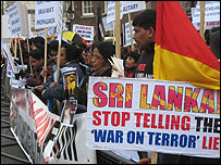 demonstrators in London