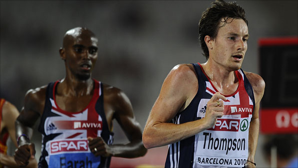 Mo Farah and Chris Thompson in action at last year's European Championships