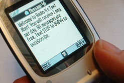 Mobile phone showing text message