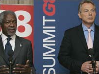 Ông Kofi Annan cùng Thủ tướng Anh Tony Blair kêu gọi đưa thêm lực lượng quốc tế vào Lebanon