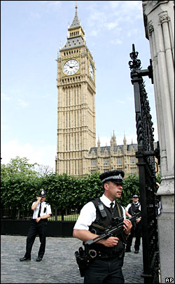 Seguridad fuera del parlamento británico