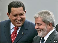 Hugo Chávez e Luiz Inácio Lula da Silva em Caracas