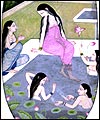 Pic: Ladies bathing in a garden, India, Punjab Hills, Guler, c.1750 -75. Photo: James Austin