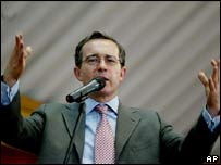 O presidente da Colômbia, Álvaro Uribe