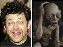 Ator Andy Serkis e o personagem Gollum 