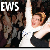 Image of jubilant women at 1998 referendum result