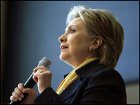 Hillary Clinton em campanha na Indiana Tech University 