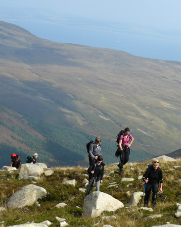Walkers climbing towards Casteal Abhail during the Arran Outdoor festival 2008