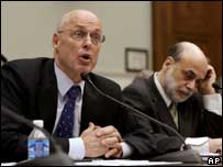 O secretário do Tesouro dos Estados Unidos, Henry Paulson, em depoimento no Congresso americano nesta terça-feira