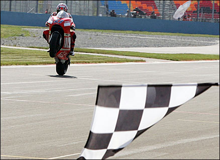 Casey Stoner's been first to the chequered flag in three of this season's four races