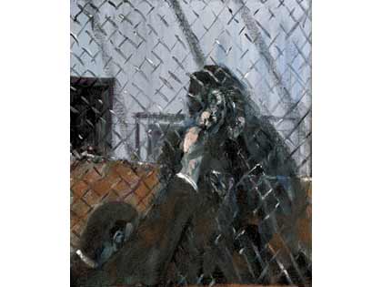 FIGURE WITH MONKEY, 1951, by Francis Bacon