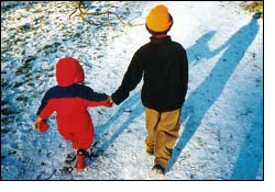 Image: Josie Barnard's children out for a walk