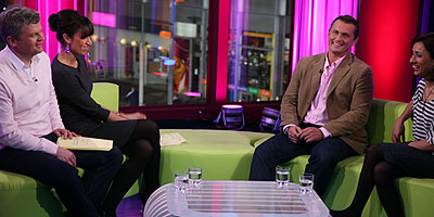 Darren Gough on the sofa