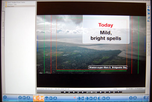 Completing today's opening headline graphic using the BBC's weather graphics software, Weatherscape XT