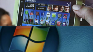 Nokia phone and Microsoft logo