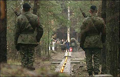 Polish soldiers stand guard at Harry.