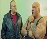 John speaking to a wrestler for 'Wrestling Mad'