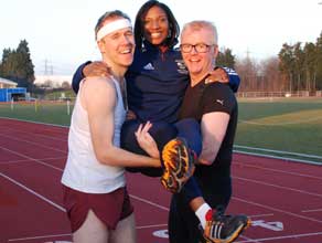 Chris Evans, Jonny Saunders and Denise Lewis OBE