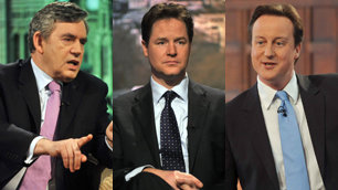 Gordon Brown, Nick Clegg and David Cameron