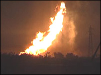 گیس پائپ لائن میں آگ