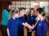 Fiona Jackson helps teach country dancing