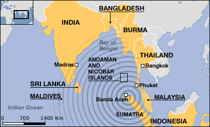 Bản đồ khu vực động đất