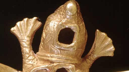 Gold and ruby salamander pendant