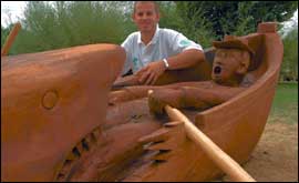 Man-eating shark sculpture