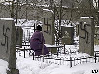 Zdemolovaný židovský hřbitov v St. Petěrburgu