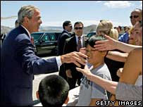 O presidente dos Estados Unidos, George W. Bush, em Nova Orleans