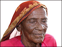 An elderly member of the Sidi community in Gujarat, India