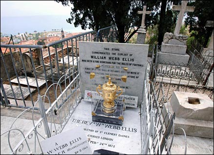 William Webb Ellis' grave and the Webb Ellis Cup