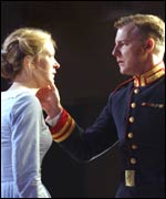 Beatrice (Clare Price) and Benedick (Sam West)